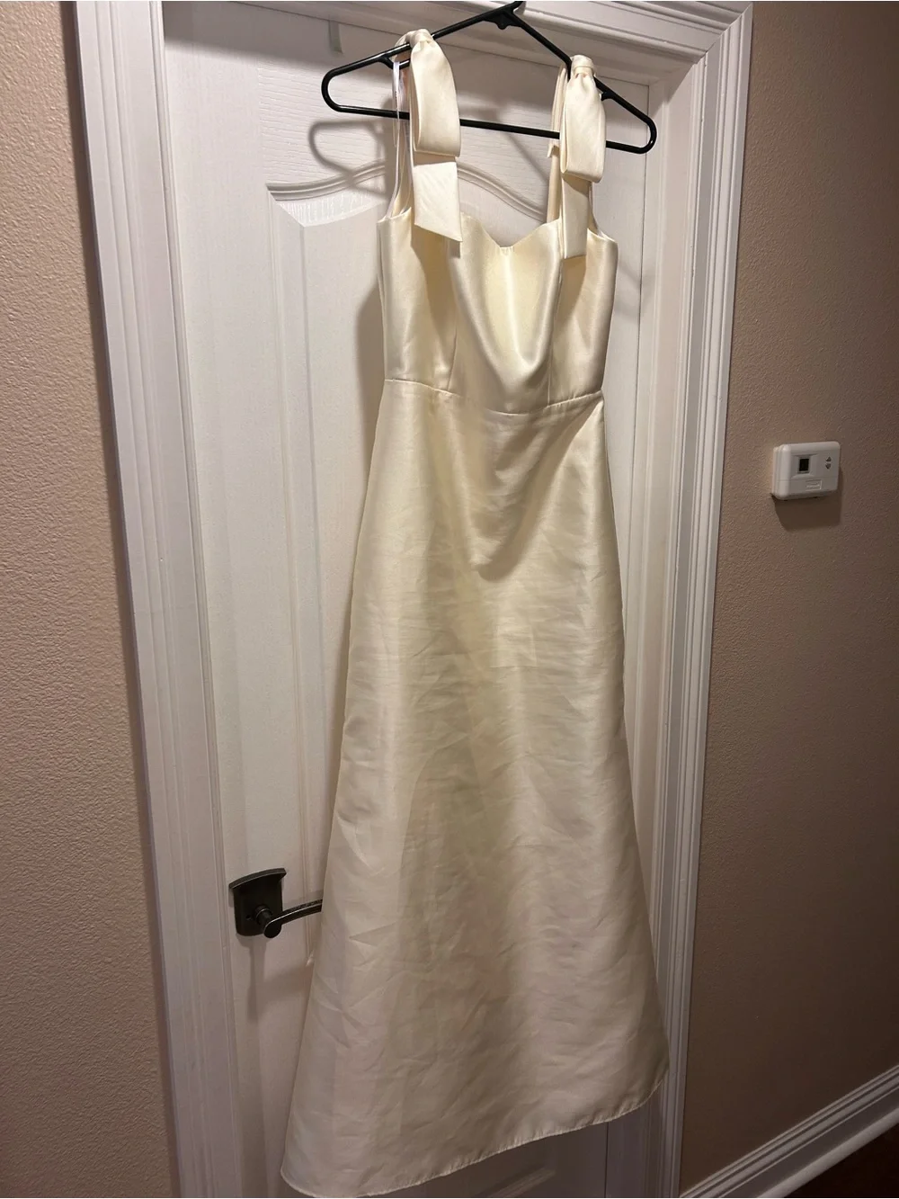 ALFRED SUNG Butter Yellow Maxi Dress with Shoulder Bows - Picture 4 of 8